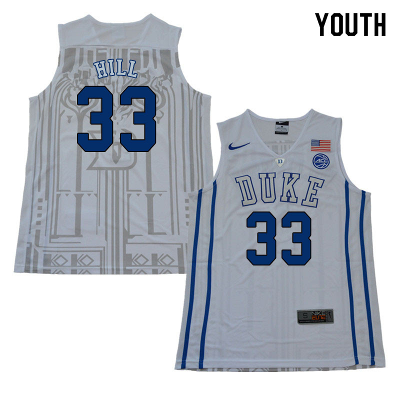 2018 Youth #33 Grant Hill Duke Blue Devils College Basketball Jerseys Sale-White